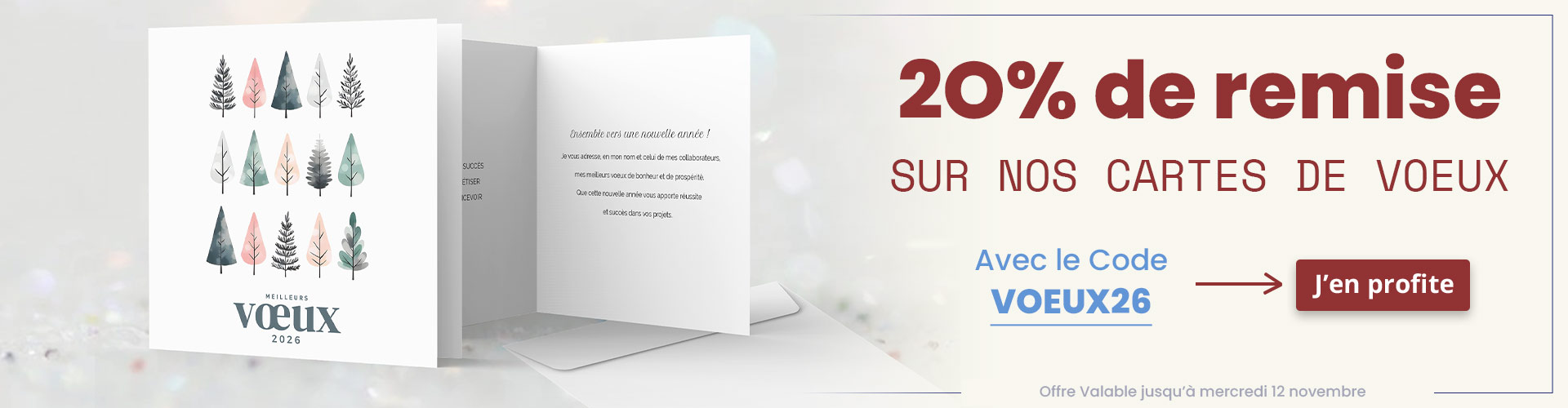 20% de remise sur vos cartes de voeux