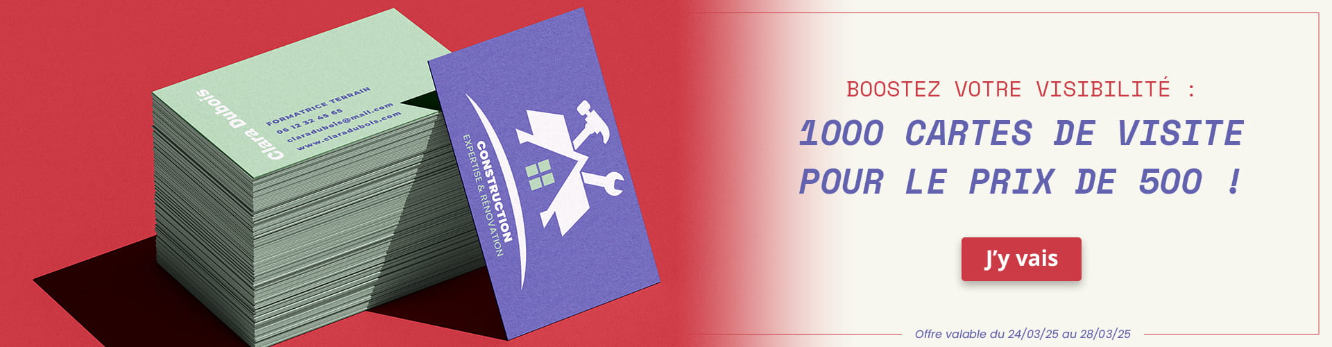 1000 Cartes de visite au prix de 500