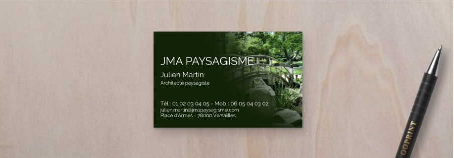 Exemple d’un modèle de carte de visite paysagiste 