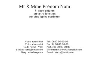 Carte de visite grand format - Ref CV-D4622