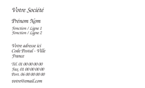 Carte de visite - Ref CV-A10268