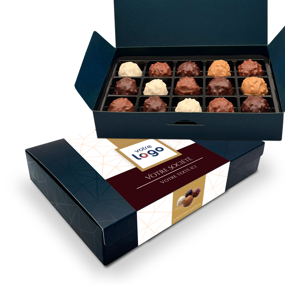 Boîte d'assortiment de 15 rochers personnalisable - Avec votre logo