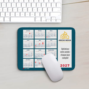 Tapis de souris rectangulaire - Calendrier <br> <strong>  23,4 x 19,1 cm </strong> – Image 2