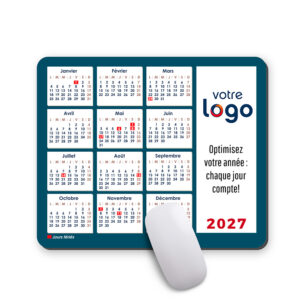 Tapis de souris rectangulaire - Calendrier <br> <strong>  23,4 x 19,1 cm </strong>