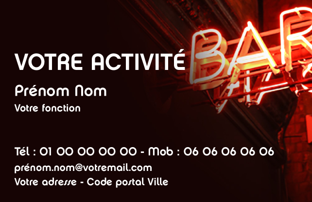 Carte de visite Bar CV-B15230