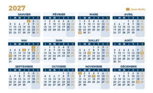 Calendrier 2027 bleu
