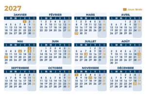 Calendrier 2027 bleu