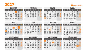 Calendrier 2027 gris